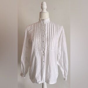 VINTAGE Bis by Gene Ewing Pleated Puff Sleeve Button Up Top